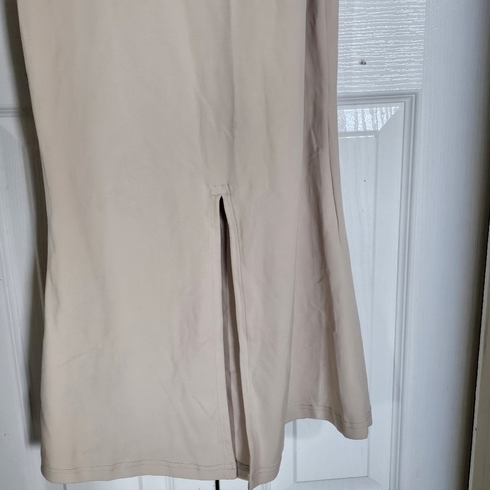 Vilanva Nude Bodycon Maxi Dress XL Spaghetti Strap Stretch Slip Dress Minimalist - Picture 10 of 11